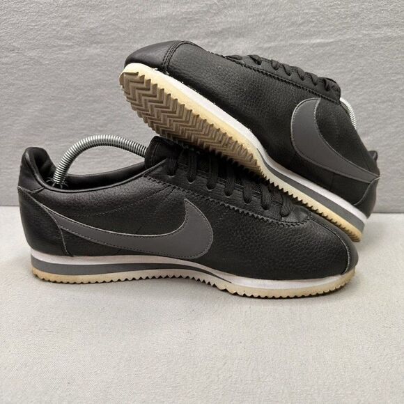 Nike Classic Cortez Mens Size 9.5 Shoes‎ Black Dark Gray Leather Sneakers 2019 main image 7